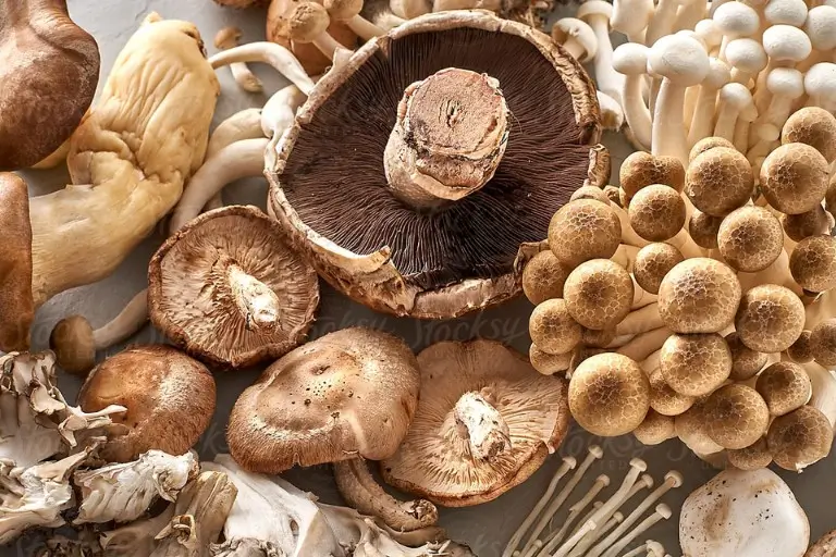 A bunch of mushrooms growing on the ground