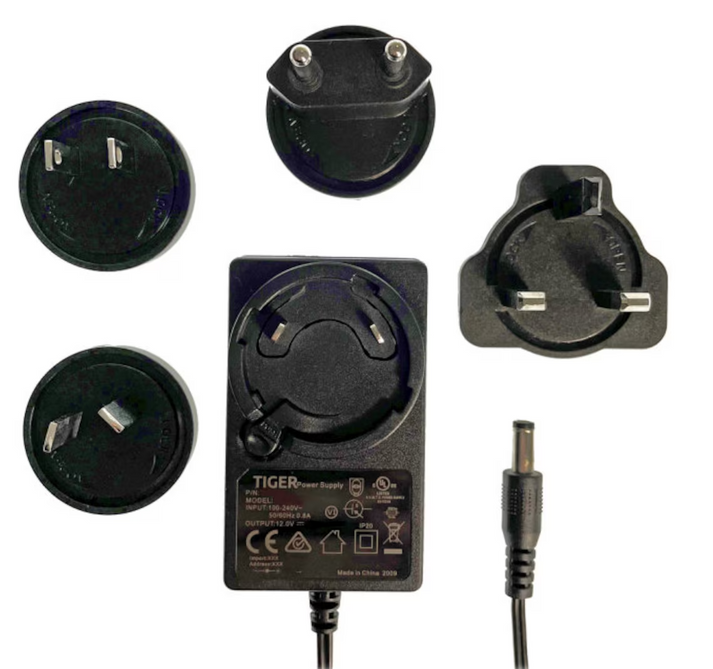 Power connector with a set of 5 international plug formats